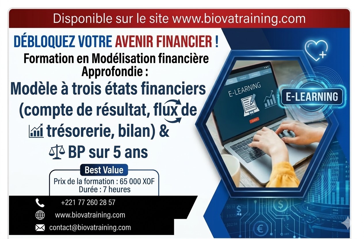Modélisation financière Approfondie : Modèle à trois états financiers (compte de résultat, flux de trésorerie, bilan) & BP sur 5 ans